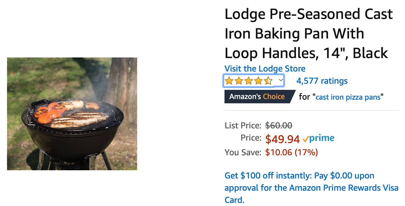 Lodge Cast Iron Baking Pan Preseasoned, 1 Each P14P3